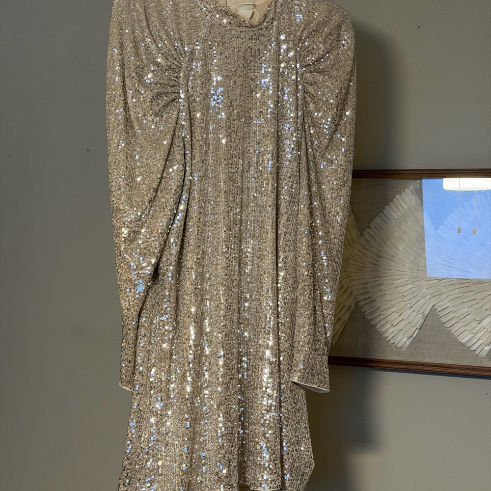 H&M Gold Sequin Midi Dress